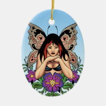 goth, gothic, fairy, fairies, flowers, purple, butterfly, wings, punk, art, al rio, illustration, Ornament with custom graphic design