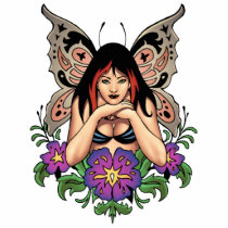 goth, gothic, fairy, fairies, flowers, purple, butterfly, wings, punk, art, al rio, illustration, Foto escultura com design gráfico personalizado