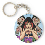 Goth Fairy with Flowers, Butterfly Wings by Al Rio Key Chains