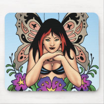 goth, gothic, fairy, fairies, flowers, purple, butterfly, wings, punk, art, al rio, illustration, Mouse pad with custom graphic design