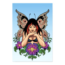 Goth Fairy with Flowers, Butterfly Wings by Al Rio Print