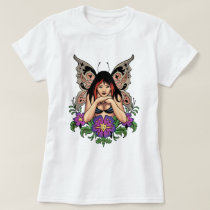 goth, gothic, fairy, fairies, flowers, purple, butterfly, wings, punk, art, al rio, illustration, T-shirt/trøje med brugerdefineret grafisk design