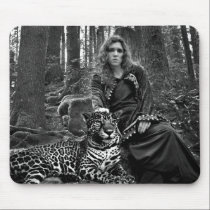 Goth girl and jaguar mousepad mousepads
