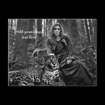 Goth girl and jaguar postcard