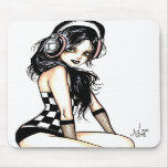 Goth Girl with Headphones Mousepad mousepads by ArtofJamesAdams Goth Girl with Headphones Mousepad mousepads
