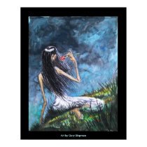 "Goth Girl with Rose on a Hillside" POSTER posters by Gary_Shipman "Goth Girl with Rose on a Hillside" POSTER posters