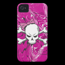 Goth Girly Skull with pink bow casemate cases