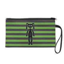 Goth Green and Black Bunny Wristlet
