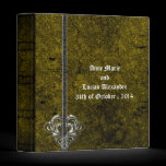 Goth Green Damask Silver Heart Wedding Album binders