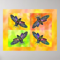 Goth Moth 4 bordered print posters