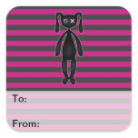 Goth Pink and Black Bunny Square Sticker