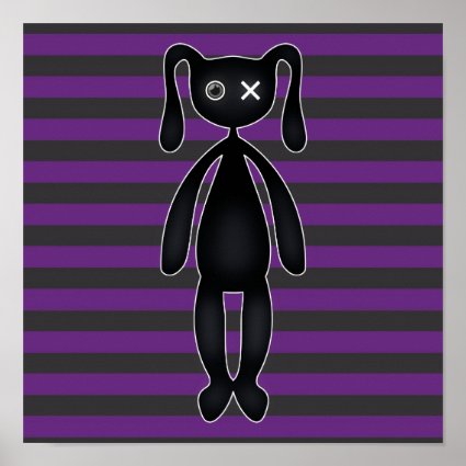 Goth Purple and Black Bunny Print