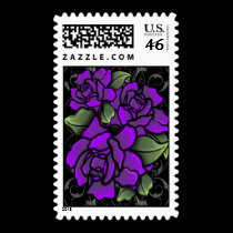 Goth Purple Passion Roses Postage postage