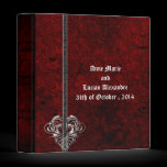 Goth Red Damask Silver Heart Wedding Album Binder binders