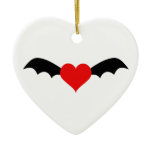 Goth Red Heart with Bat Wings ornaments