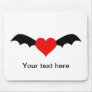 Goth Red Heart with Bat Wings Mouse Pad