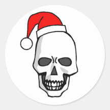Goth Skull Christmas Round Stickers