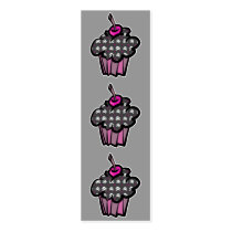 goth skull crossbones cupcake bookmark business cards