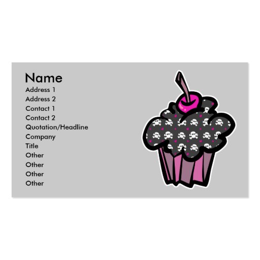 goth skull crossbones cupcake, Name, Address 1,... Business Card Template