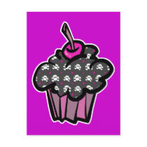 goth skull crossbones cupcake postcards