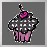 goth skull crossbones cupcake posters