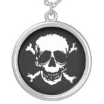 Goth Skull Crossbones Graphic Block Print Necklace necklaces