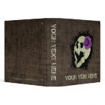 Goth Skull with Purple Rose & Grunge Background Binders