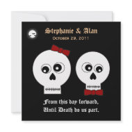 Goth Skulls Halloween Wedding Invitation