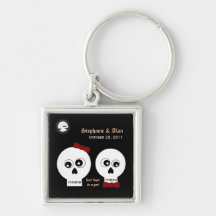 Goth Skulls Wedding Keychain