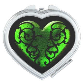 Goth St. Patrick's Day Green Heart Compact Mirror