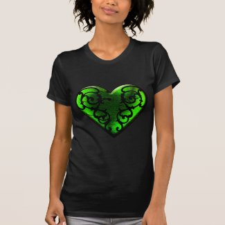 Goth St. Patrick's Day Green Heart Tshirts