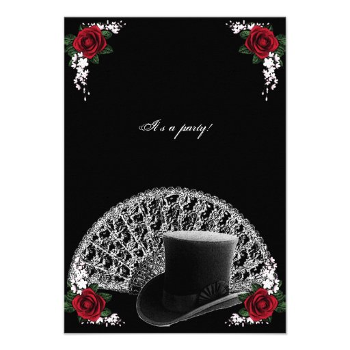 Goth Top Hat and Fan Victorian Wedding Custom Announcement