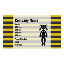Goth Yellow and Black Bunny Business Card Template
