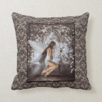 Gothic Angel and Her Dove Throw Pillow