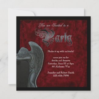 Gothic Angel on Red Velvet Party Invitation zazzle_invitation