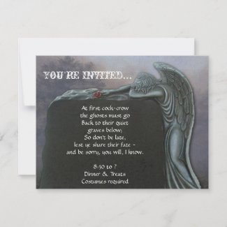 Gothic Angel Tombstone in Cemetary Halloween Party invitation