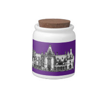 Gothic architecture in purple candy jars
