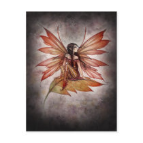 Gothic Autumn Fairy Art Postcard by Molly Harrison