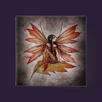 Gothic Autumn Fairy Button by Molly Harrison buttons
