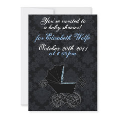 'Gothic Baby Carriage- Boy' Invitation invitation