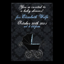 'Gothic Baby Carriage- Boy' Invitation invitations