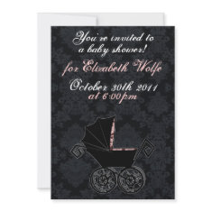 'Gothic Baby Carriage- Girl' Invitation invitation