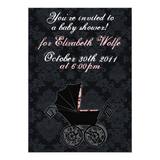 'Gothic Baby Carriage- Girl' Invitation