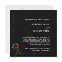 Gothic Barbed Wire and Rose Elegant Wedding Personalized Invitation