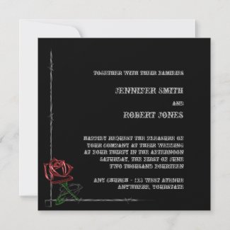 Gothic Barbed Wire and Rose Elegant Wedding zazzle_invitation