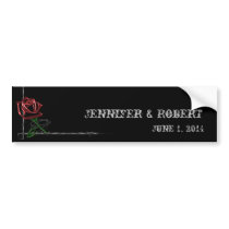 Gothic Barbed Wire and Rose Elegant Wine Label Bumper Stickers