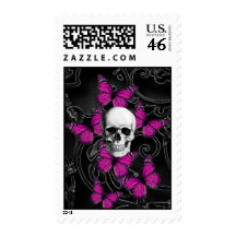 Gothic baroque skull postage