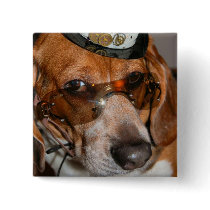 Gothic Beagle Steampunk dog Button