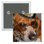 Gothic Beagle Steampunk dog Button