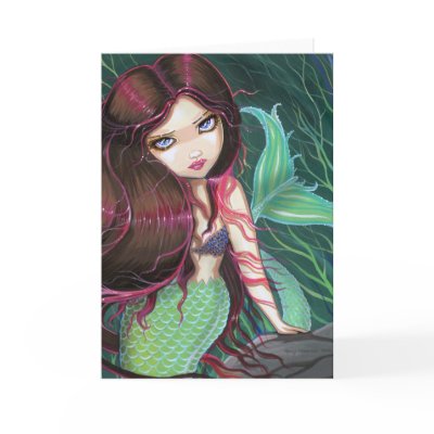 Gothic Big Eye Mermaid Greeting Card Notecard by robmolily
